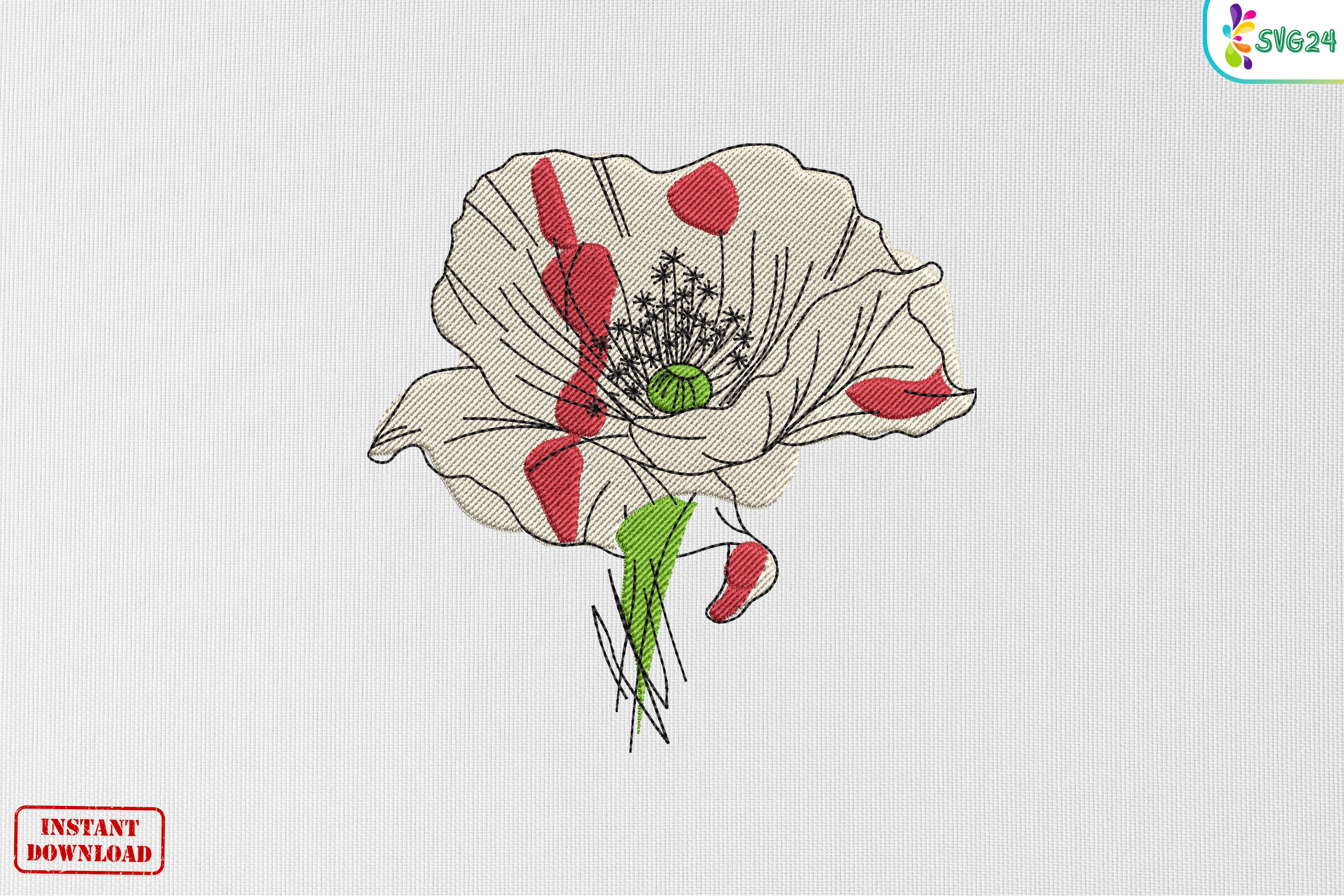 Vintage Poppy Bloom Floral Artwork