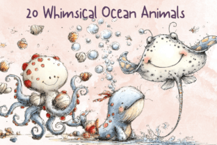 Whimsical Ocean Animals Clipart Set