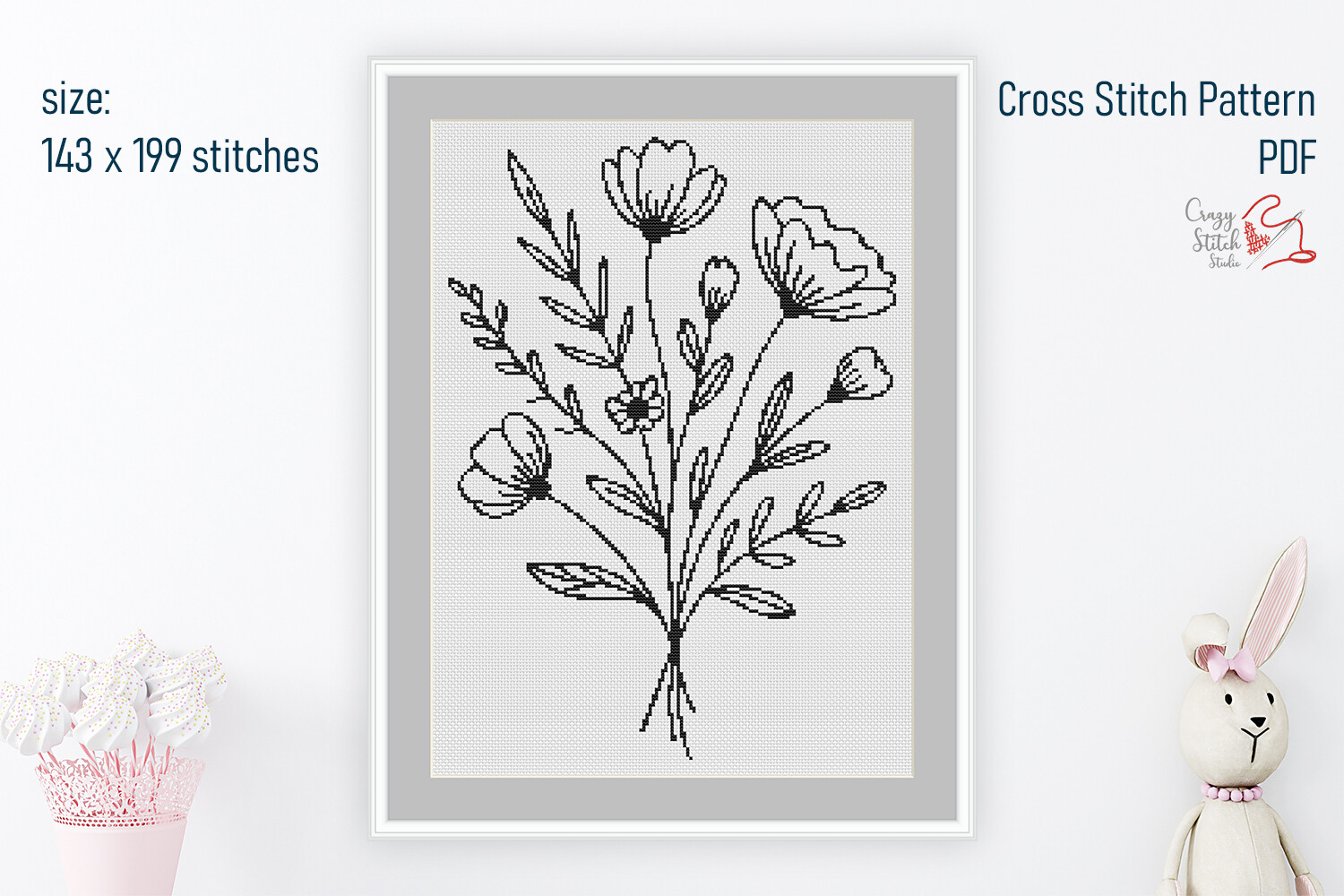 Wildflower Bouquet Cross Stitch Pattern