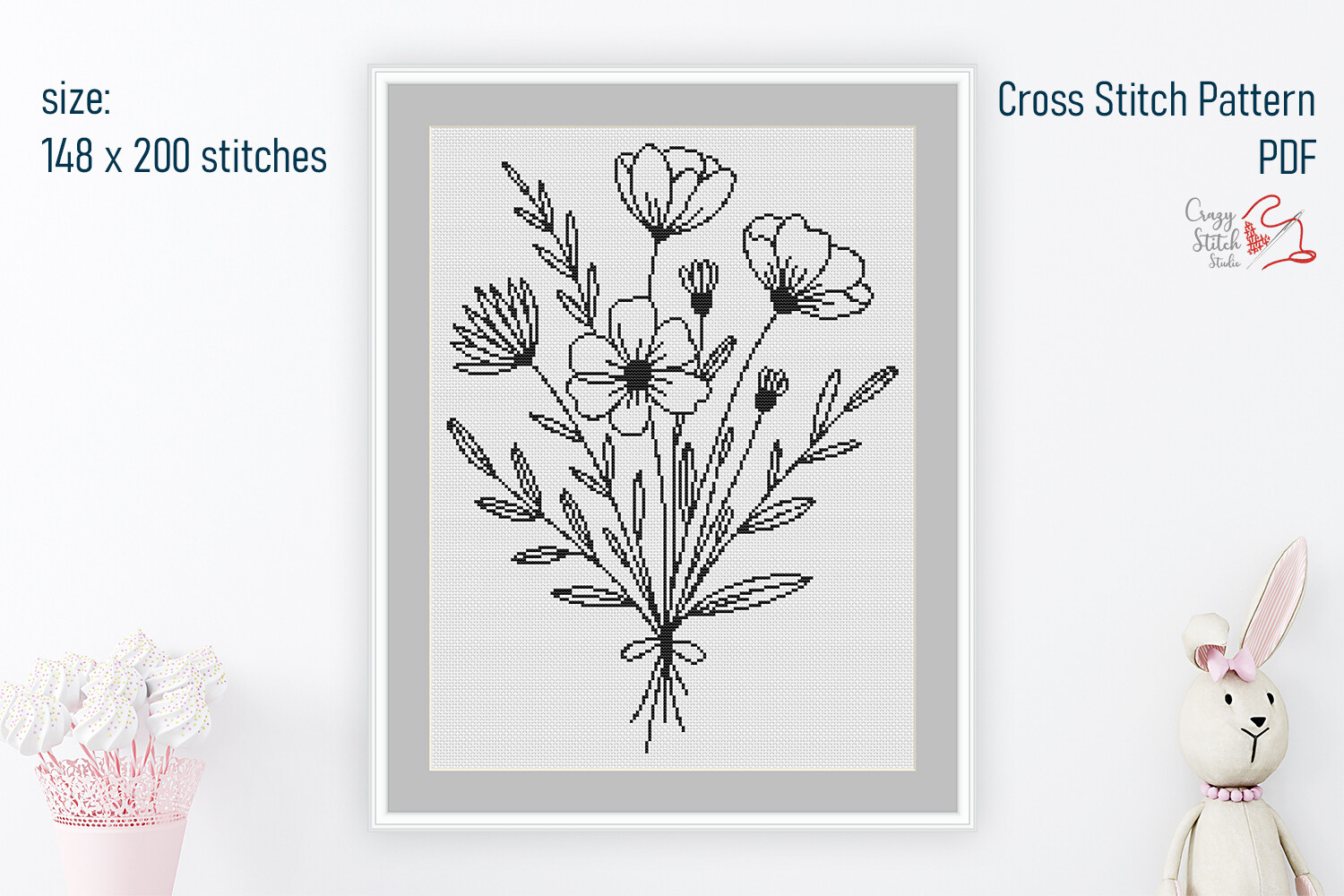 Wildflower Bouquet Cross Stitch Pattern