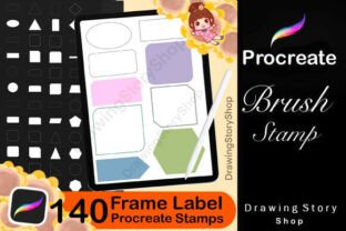 140 Frame Label Procreate Stamps Graphic by DrawingStoryShop · Creative ...