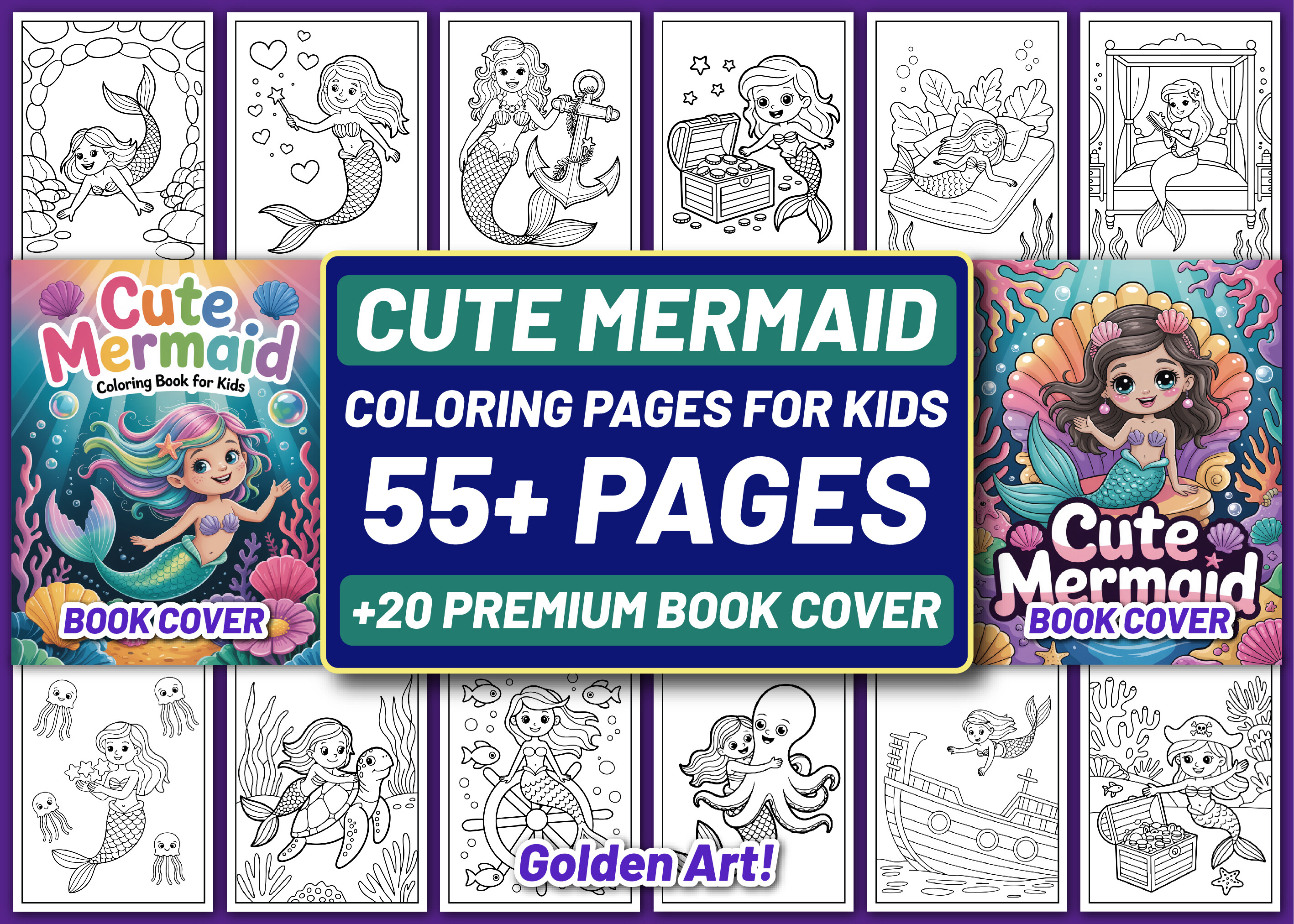 55 Cute Mermaid Coloring Pages for Kids