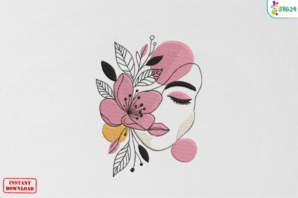 Abstract Floral Woman Face Art