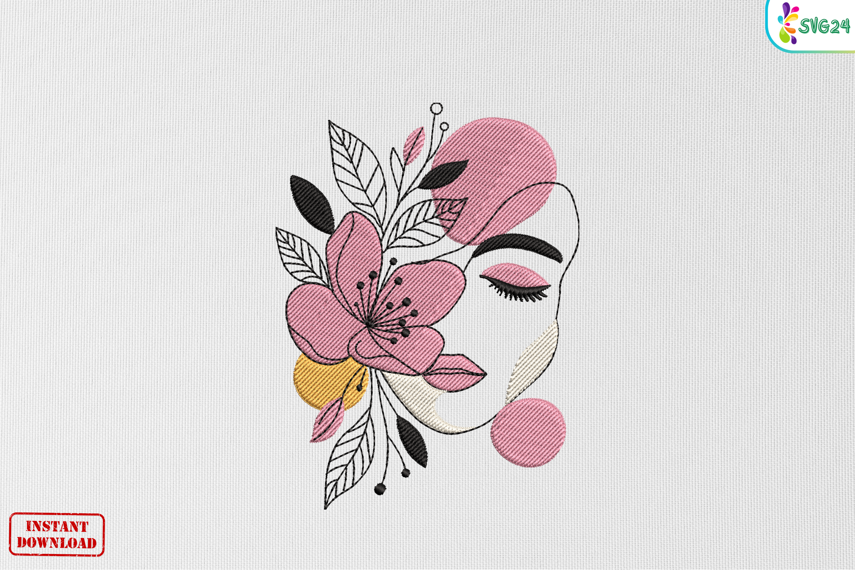 Abstract Floral Woman Face Art