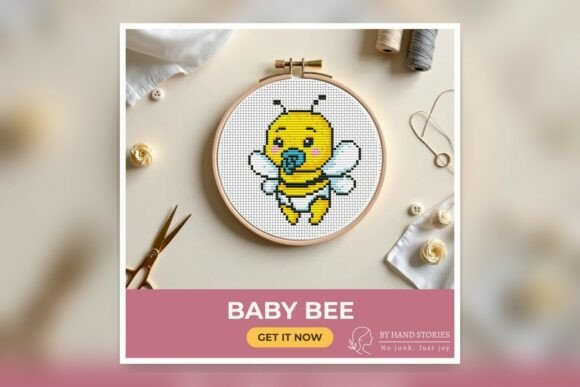 Baby Bee Cross Stitch Pattern PDF