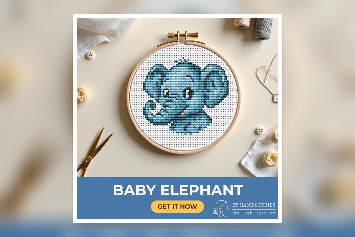 Baby Elephant Cross Stitch Pattern PDF