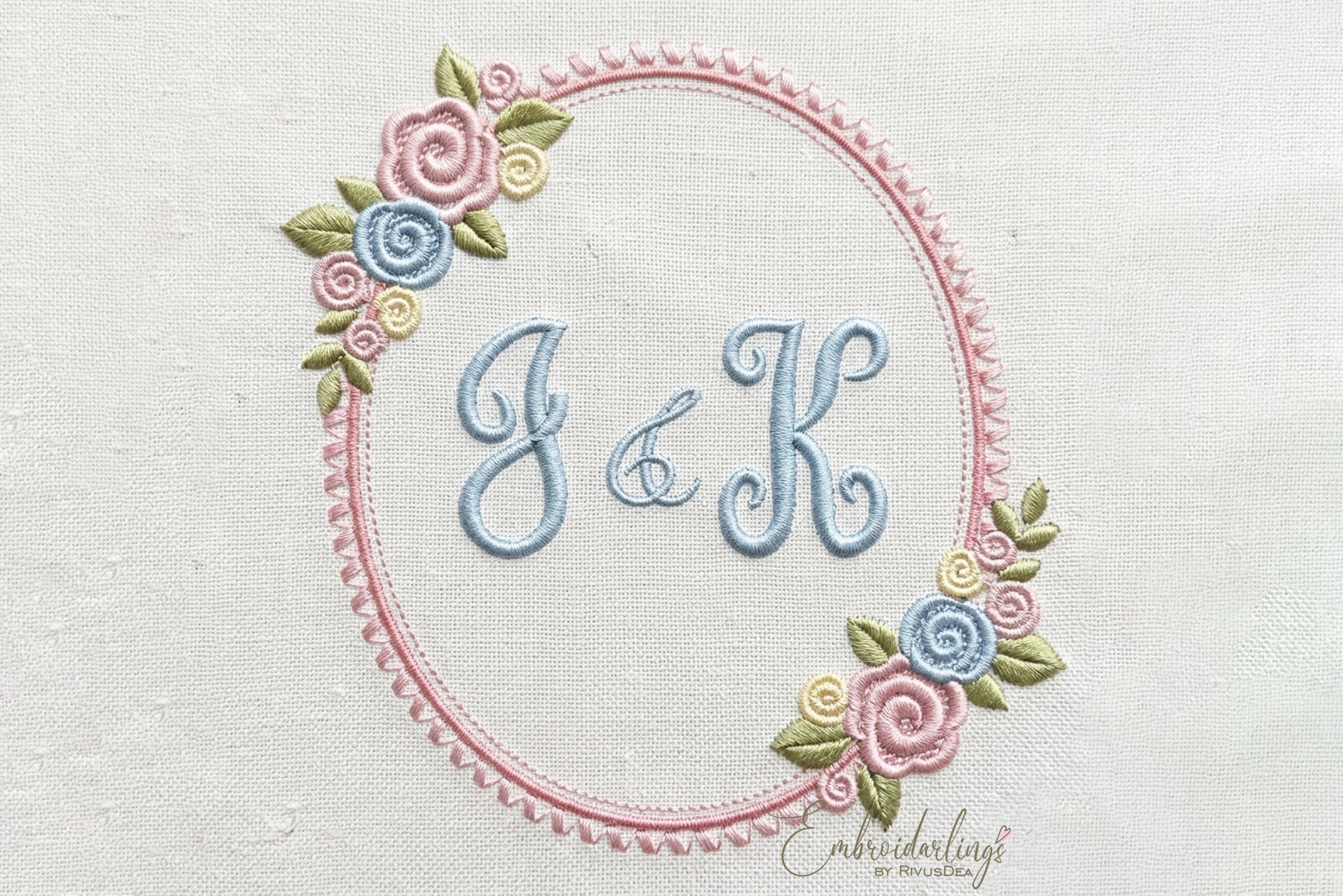 Baby Monogram Frame Floral Embroidery