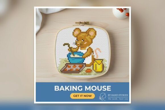 Baking Mouse Cross Stitch Pattern PDF