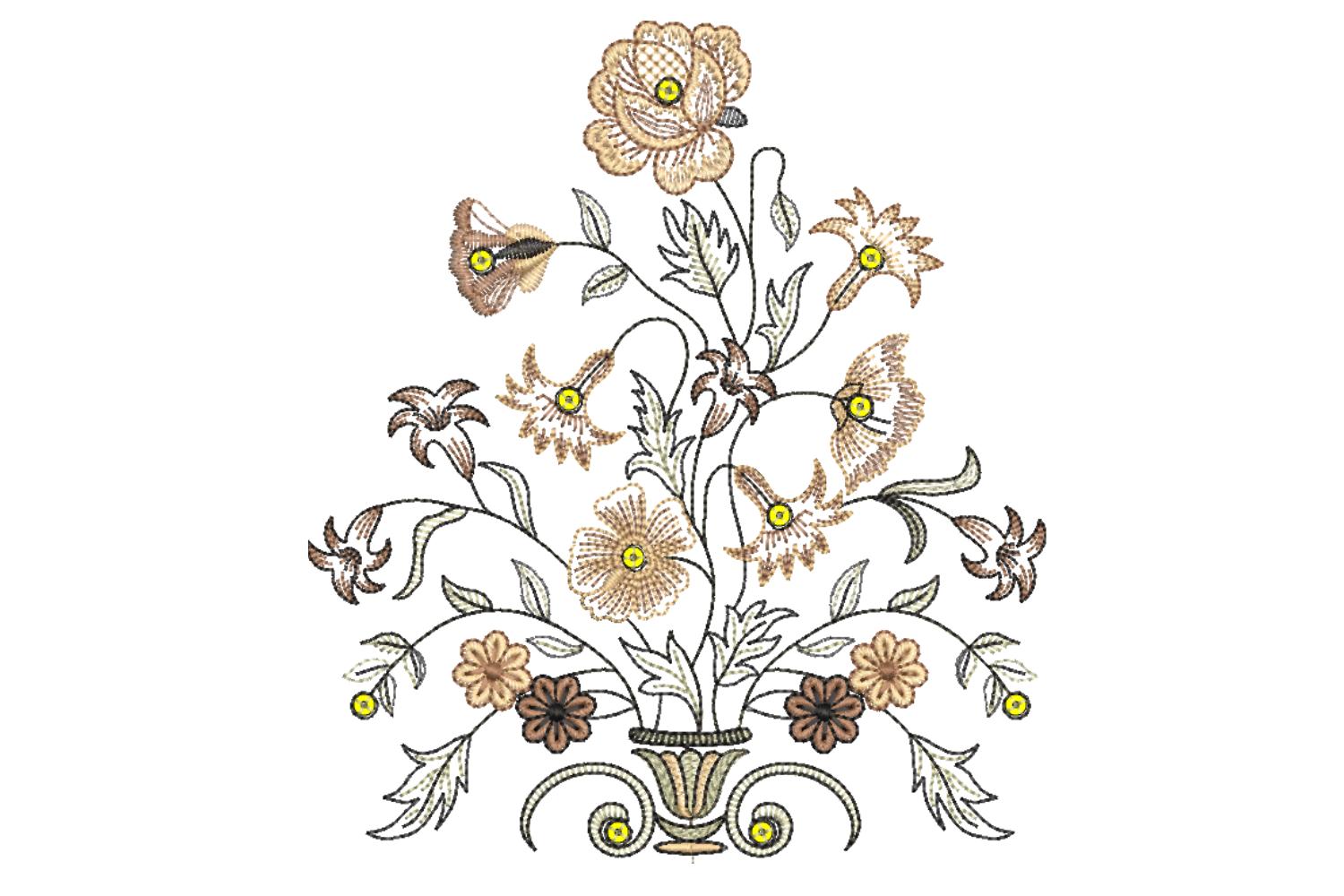 Beautiful Flower Bouquet Embroidery