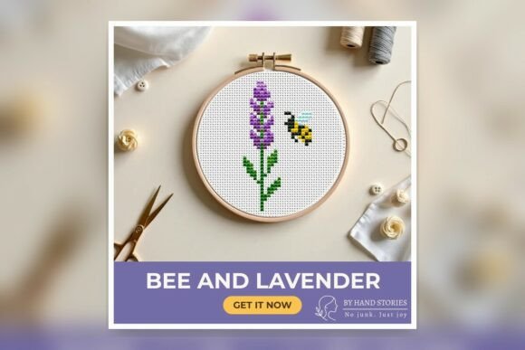 Bee and Lavender Cross Stitch Pattern PD
