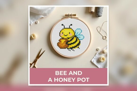 Bee and a Honey Pot Cross Stitch Pattern