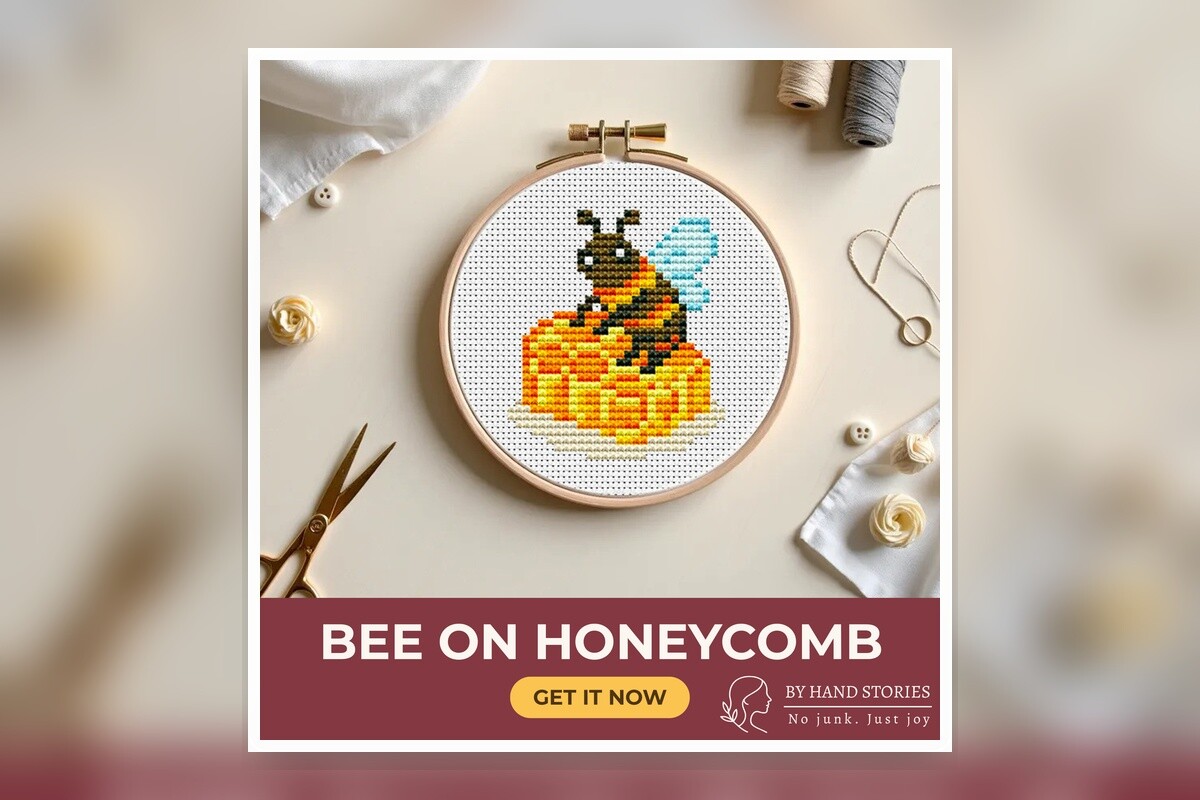 Bee on Honeycomb Cross Stitch Pattern PD