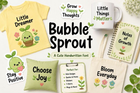 Bubble Sprout Font PNG with transparent background - Preview 1