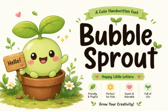 Bubble Sprout Font PNG with transparent background - Preview 2