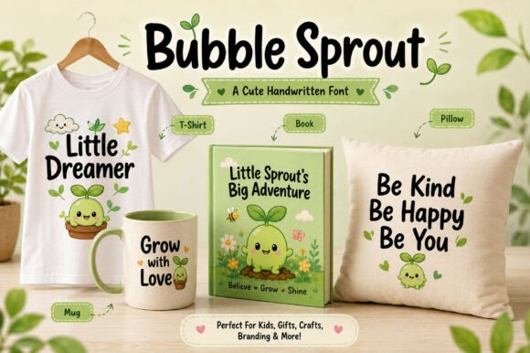 Bubble Sprout Font PNG with transparent background - Preview 3