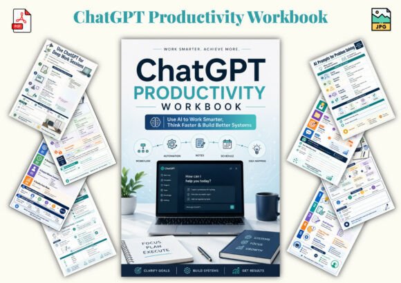 ChatGPT Productivity Workbook Graphic KDP Interiors By KDPLab