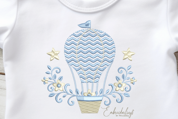 Chevron Hot Air Balloon Embroidery Desig