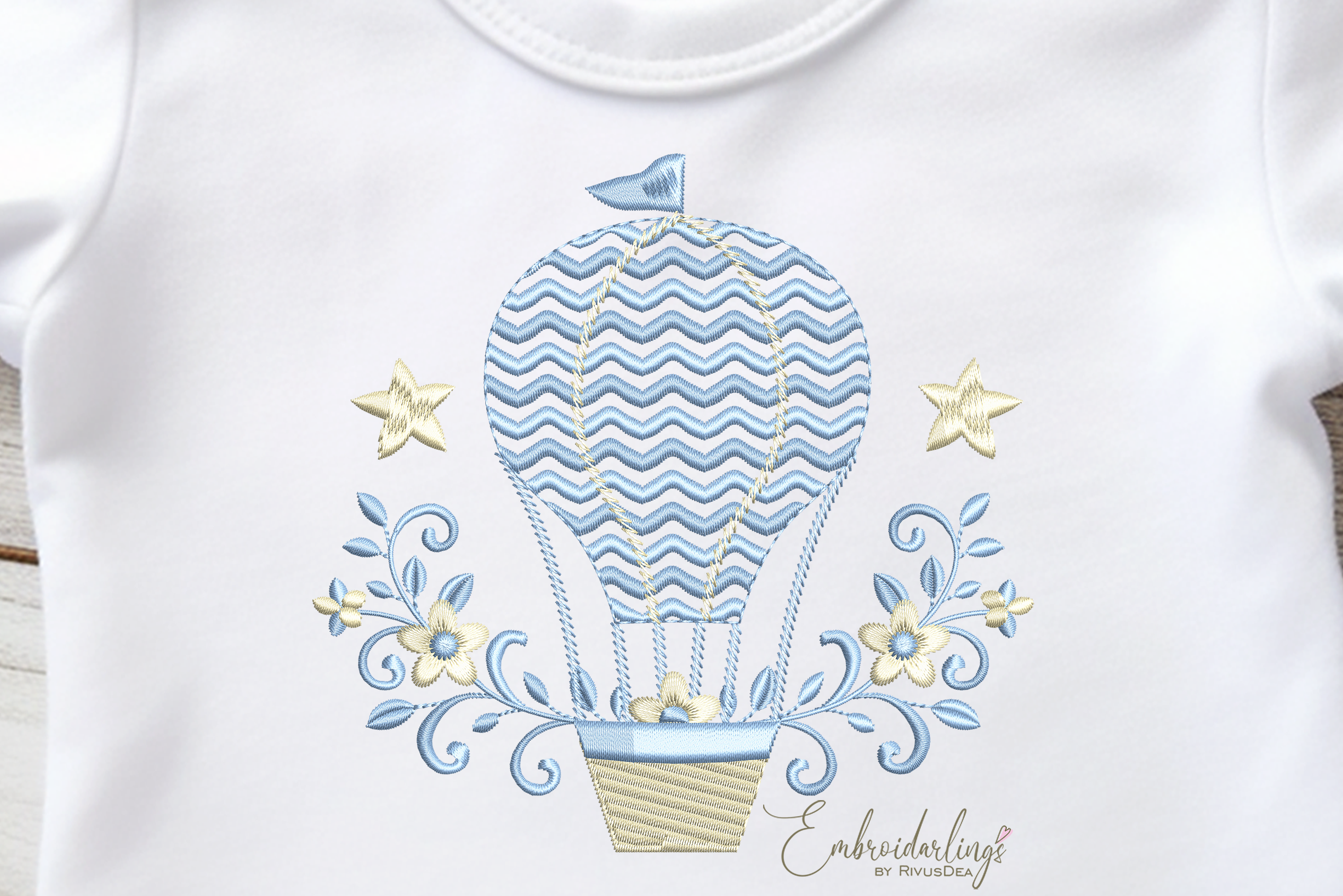 Chevron Hot Air Balloon Embroidery Desig