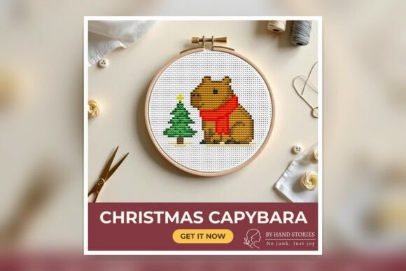 Christmas Capybara Cross Stitch Pattern