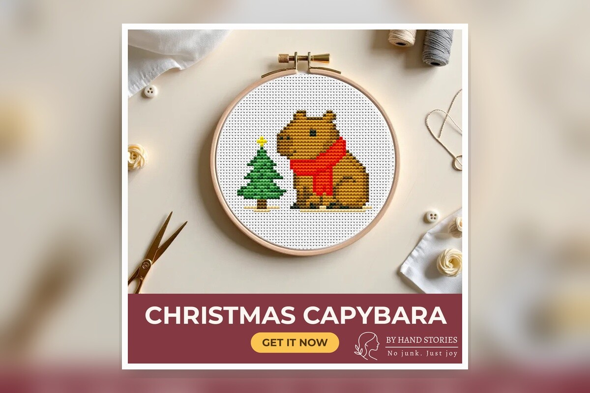 Christmas Capybara Cross Stitch Pattern