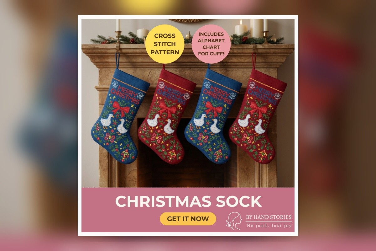 Christmas Sock Cross Stitch Pattern PDF