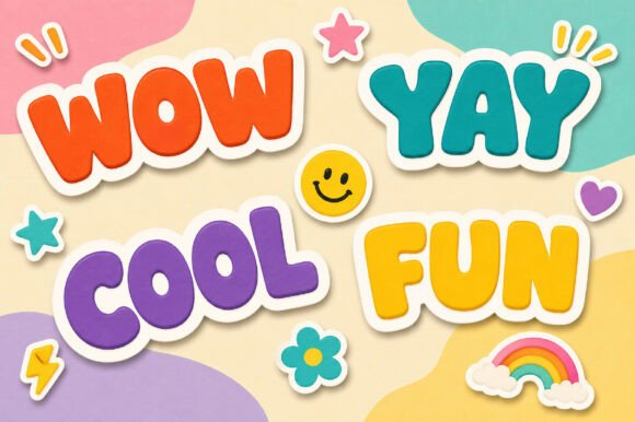 Chunky Waggle Font PNG with transparent background - Preview 1