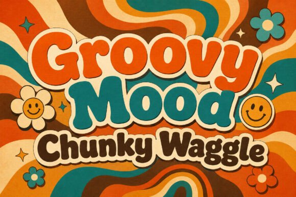 Chunky Waggle Font PNG with transparent background - Preview 2