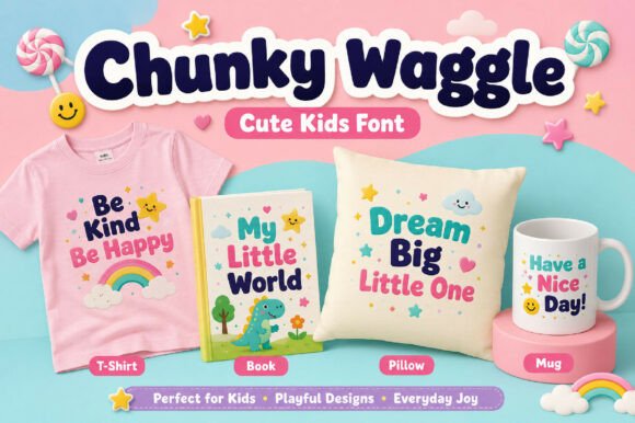 Chunky Waggle Font PNG with transparent background - Preview 4
