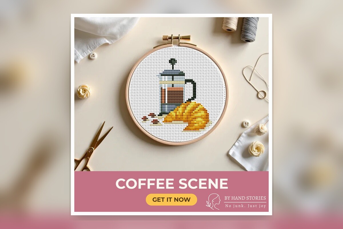 Coffee Scene Cross Stitch Pattern PDF
