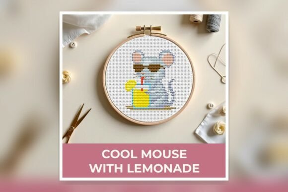Cool Mouse with Lemonade Cross Stitch Pa