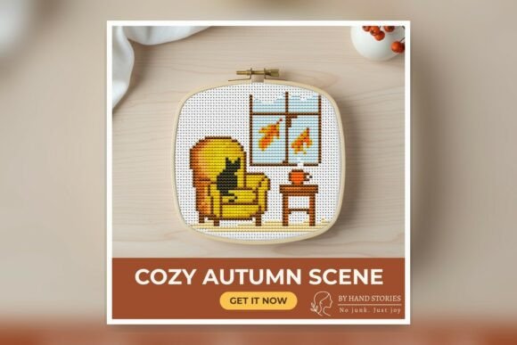 Cozy Autumn Scene Cross Stitch Pattern P