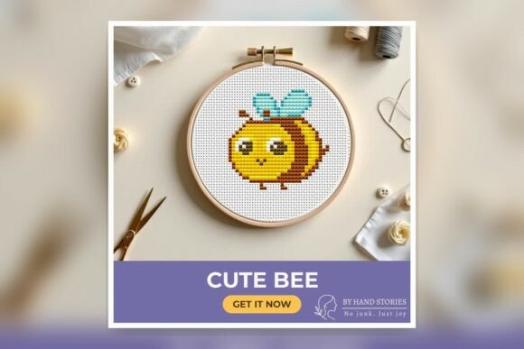 Cute Bee Cross Stitch Pattern PDF