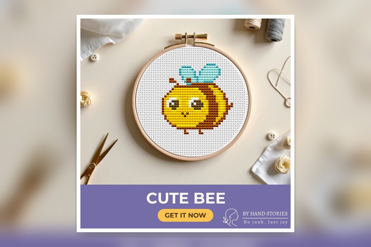 Cute Bee Cross Stitch Pattern PDF