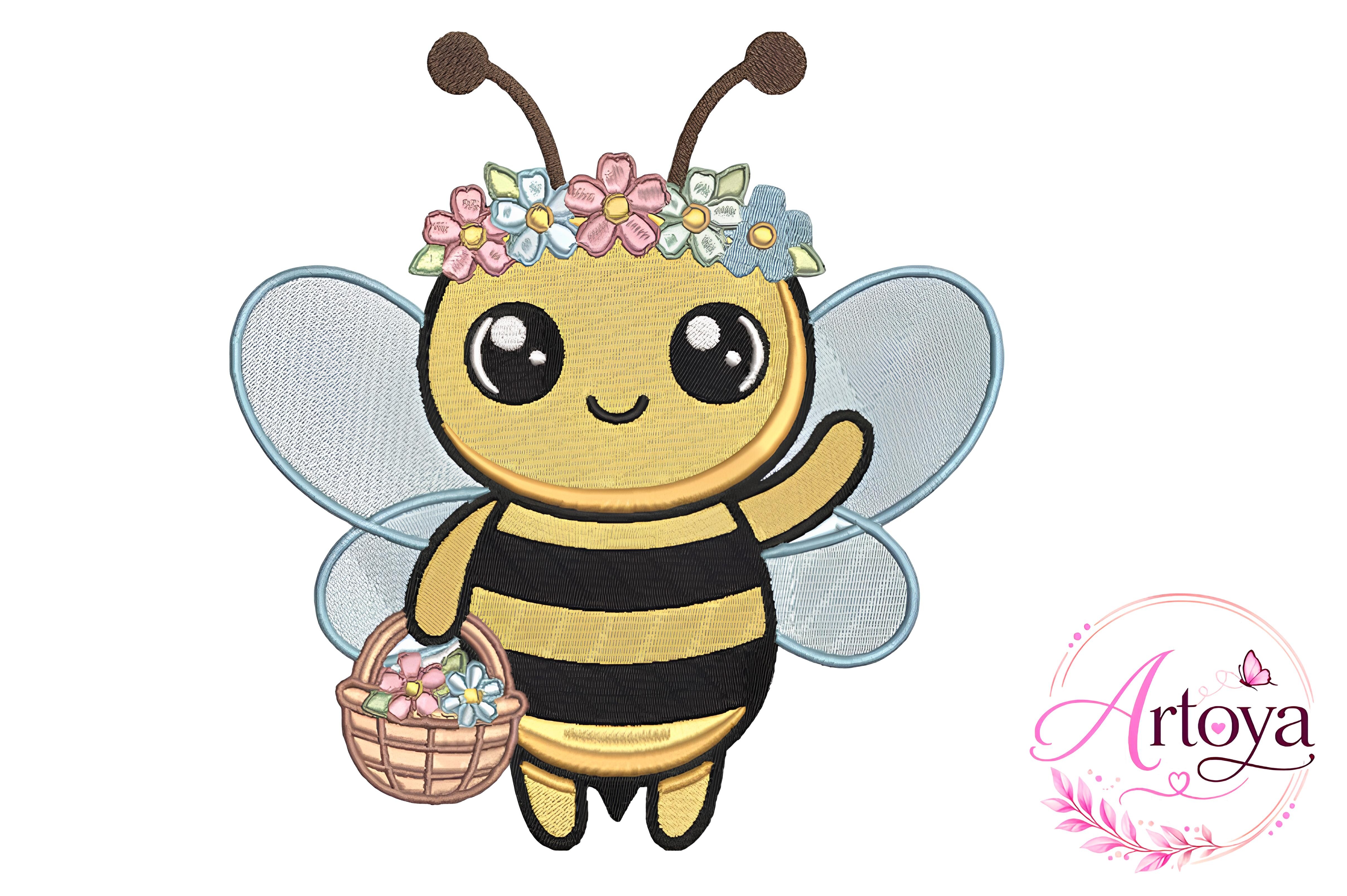 Cute Bee Embroidery Design