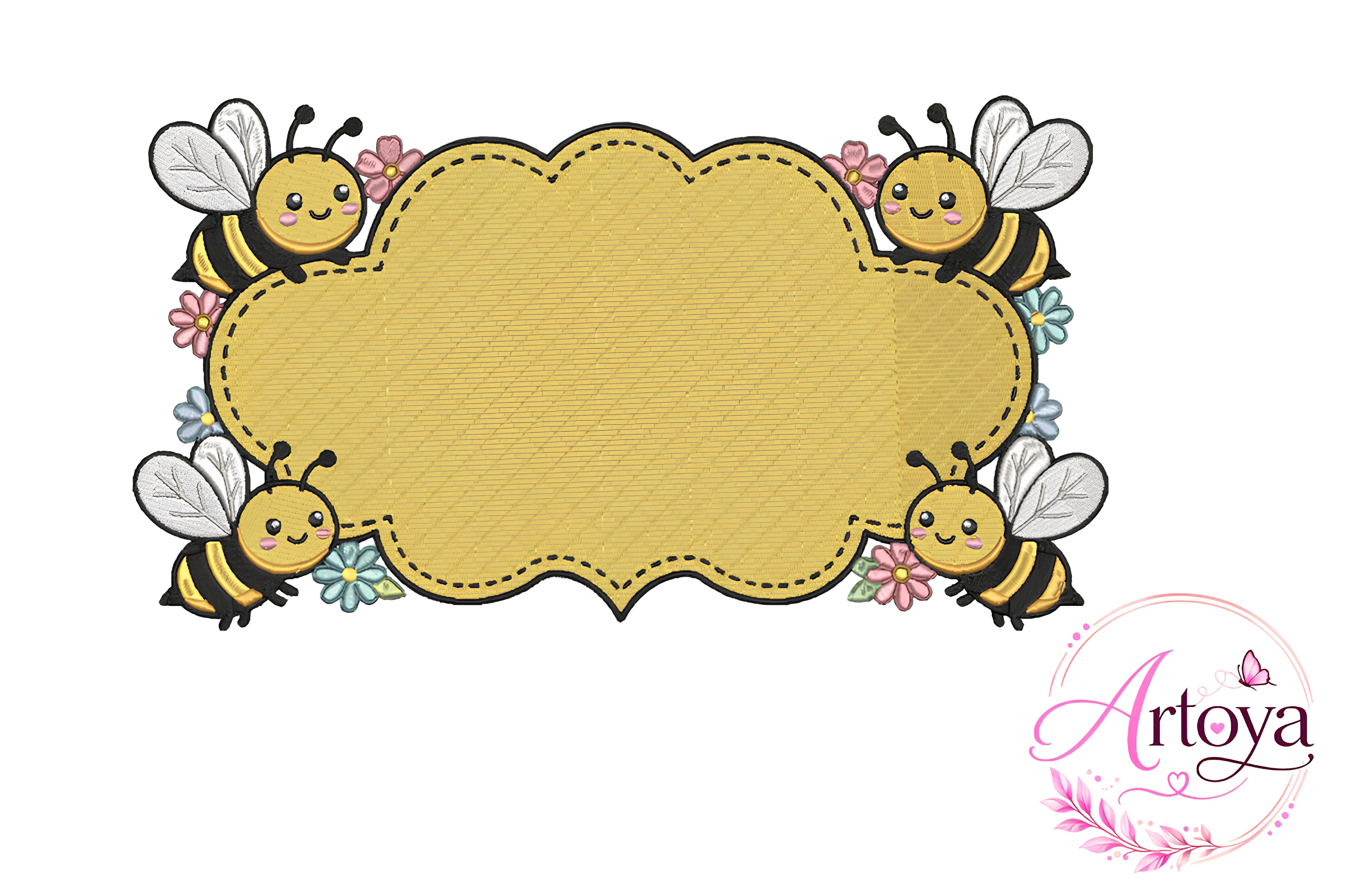 Cute Bee Embroidery Frame Design