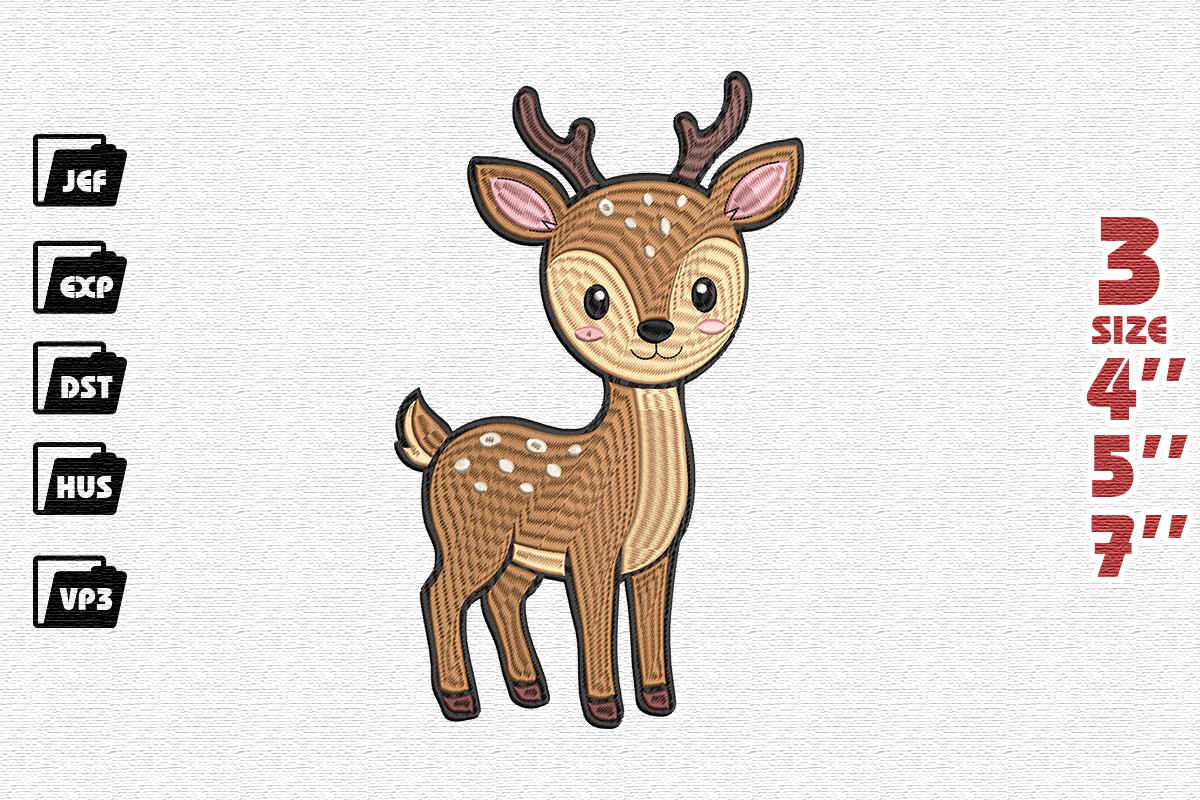 Cute Deer Embroidery Design