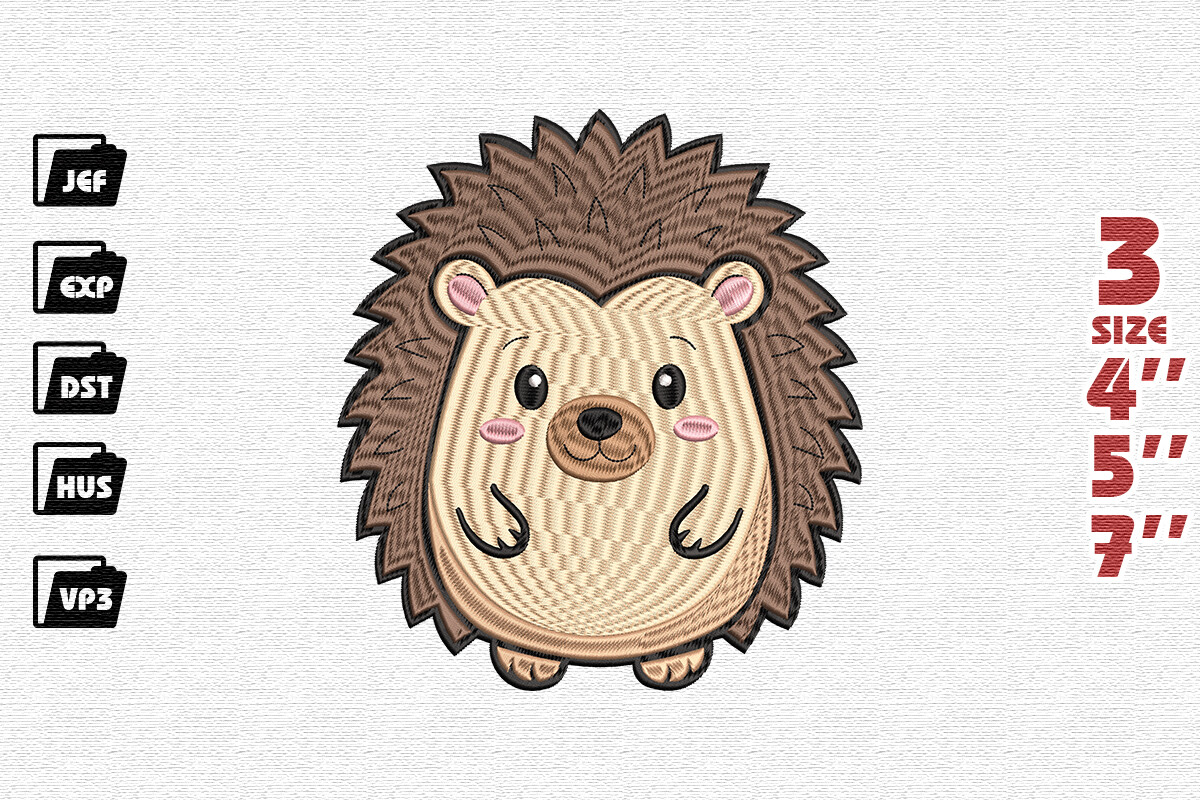 Cute Hedgehog Embroidery Design