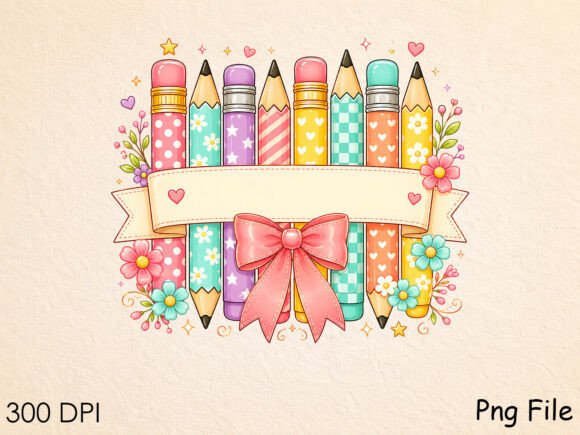 Cute Pencil Bow School Clipart