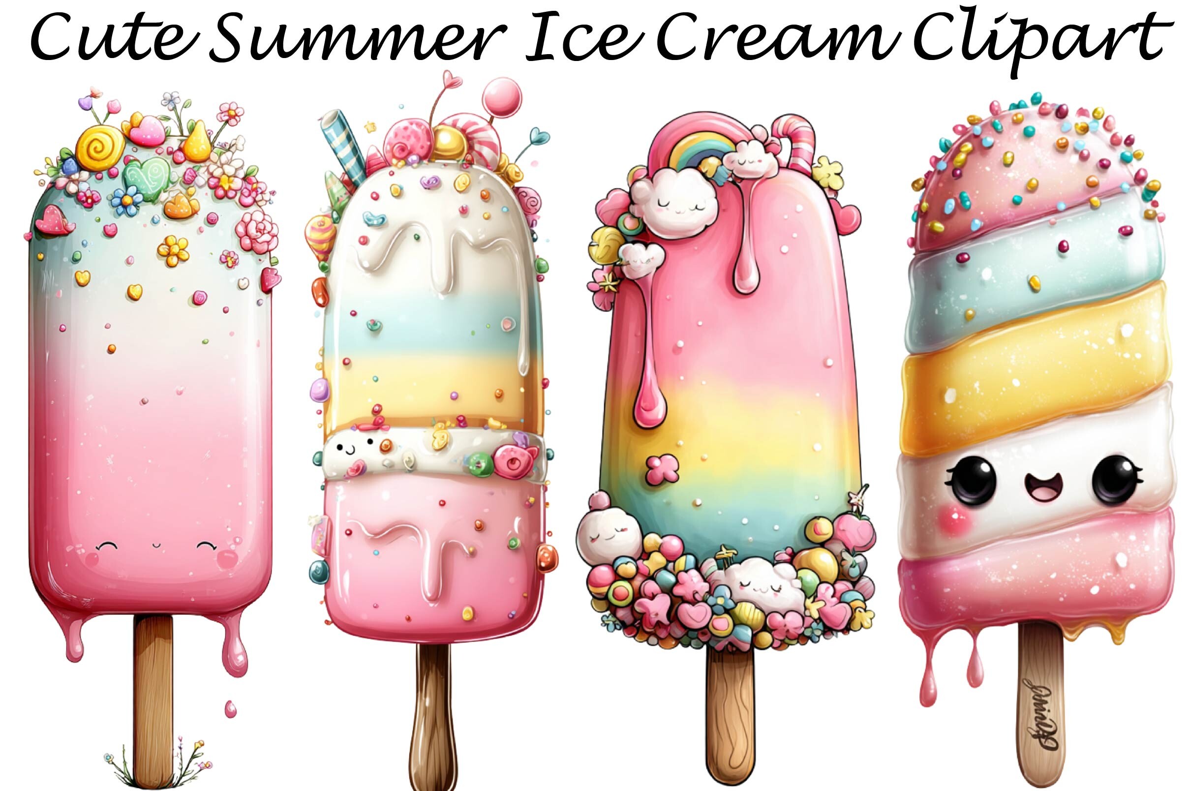 Cute Summer Ice Cream Clipart Graphic by clipart · Creative Fabrica