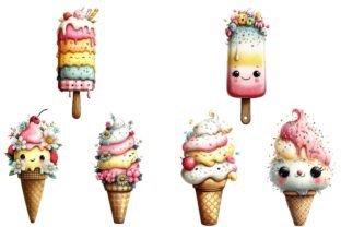 Cute Summer Ice Cream Clipart Graphic by clipart · Creative Fabrica