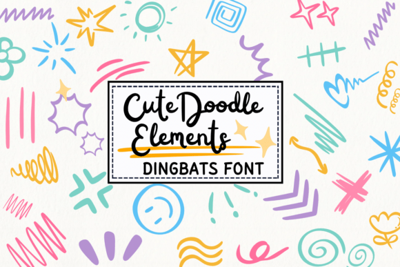 Preview of Cute Doodle Elements dingbat font