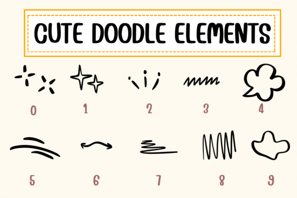Cute Doodle Elements Font - Preview 3