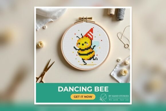 Dancing Bee Cross Stitch Pattern PDF