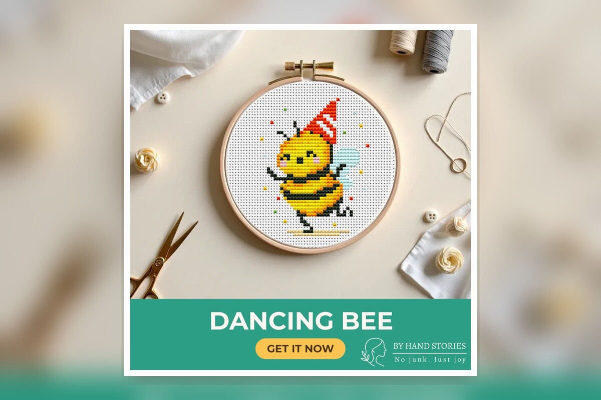 Dancing Bee Cross Stitch Pattern PDF