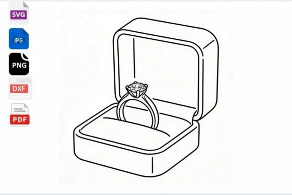 Diamond Ring in Box SVG Clipart