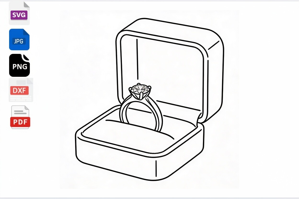 Diamond Ring in Box SVG Clipart