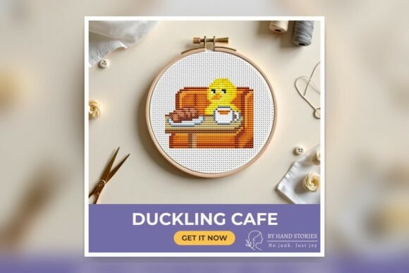 Duckling Cafe Cross Stitch Pattern PDF