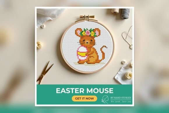 Easter Mouse Cross Stitch Pattern PDF