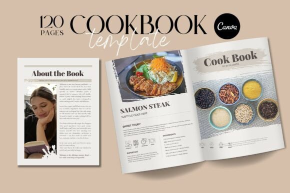 Editable Cookbook Template Canva
