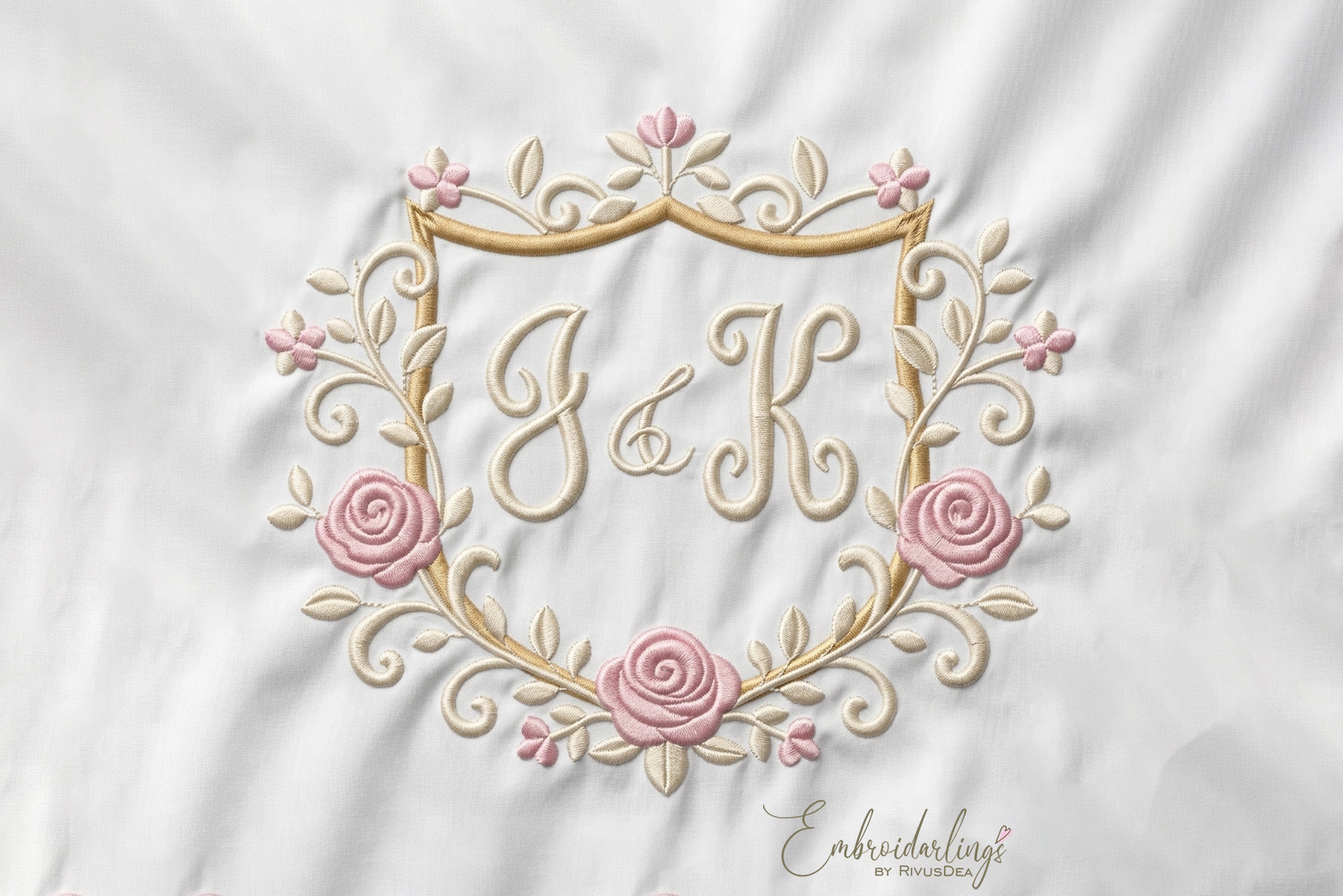 Floral Monogram Frame Embroidery Designs